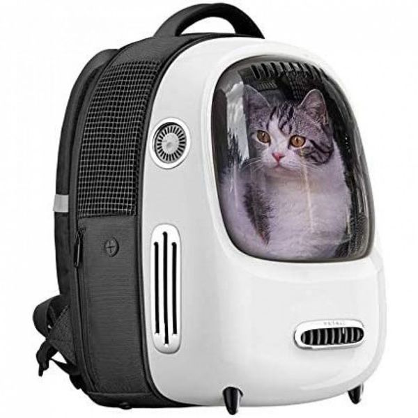 PETKIT Mochila Astronauta para Gatos com Ventilador e Luz LED, Branca