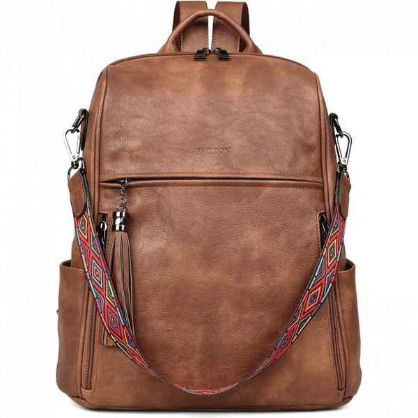 FADEON Mochila Feminina de Couro Vegano Conversível para Bolsa