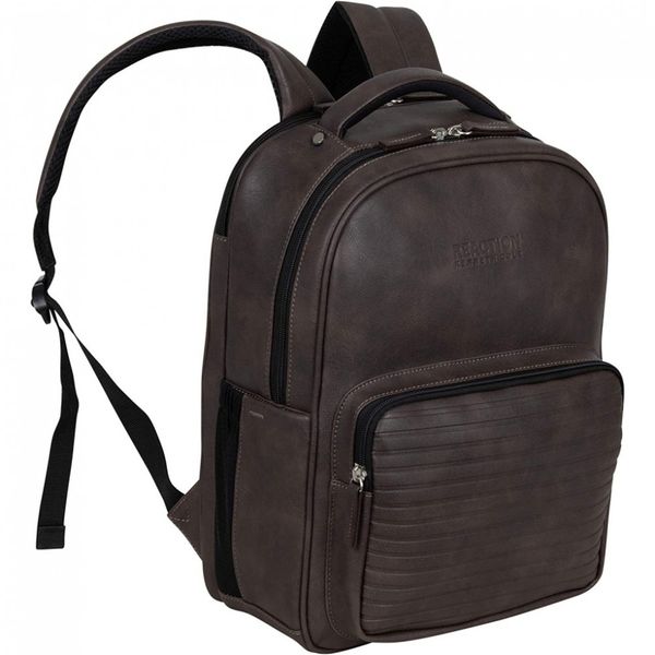 Kenneth Cole Mochila Antifurto RFID de Couro Vegano para Laptop Marrom