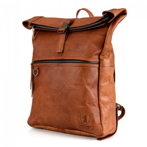 Berliner Bags Mochila Vintage de Couro Utrecht Grande Capacidade Impermeável