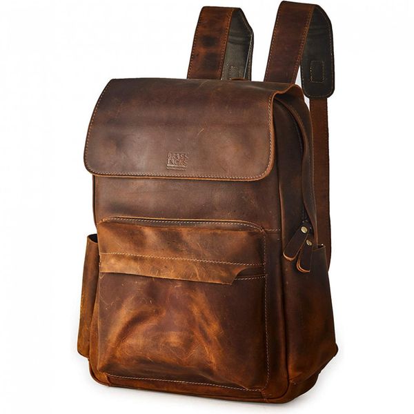 BRASS TACKS Mochila Vintage de Couro para Laptop Masculino
