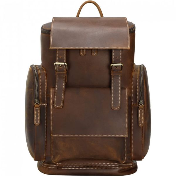 Masa Kawa Mochila Vintage de Couro para Laptop Masculino