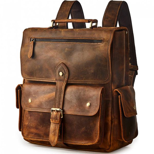 BRASS TACKS Mochila Vintage de Couro Unissex