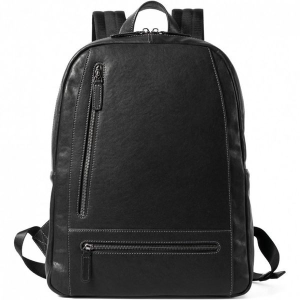Sharkborough Mochila Casual de Couro Unissex, Preta