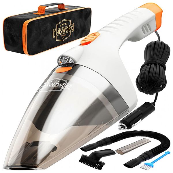 Aspirador de Pó Automotivo Portátil ThisWork com Fio Luz LED 110W, 12V, THISWORX FOR TWC 02.W, Branco