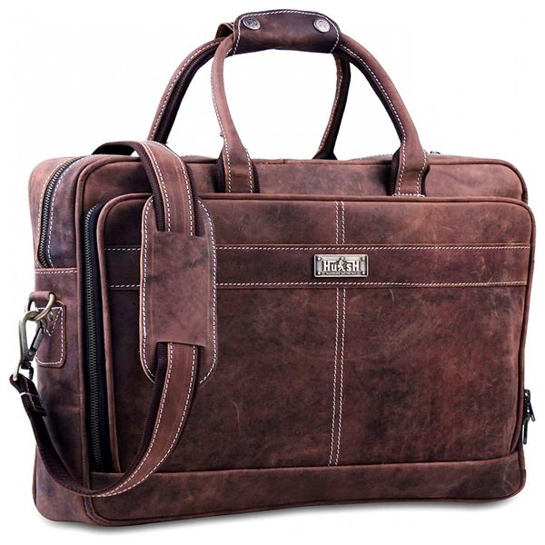 HULSH Bolsa, Pasta de Couro Preto Masculino