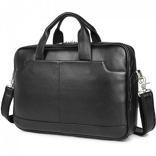 Augus Bolsa, Pasta de Couro de Flor Integral para Laptop Preta