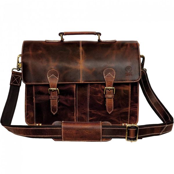 Rustic Town Bolsa, Maleta de Couro para Laptop Masculina