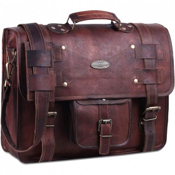 Handmade Bolsa, Pasta de Couro Mensageiro para Laptop