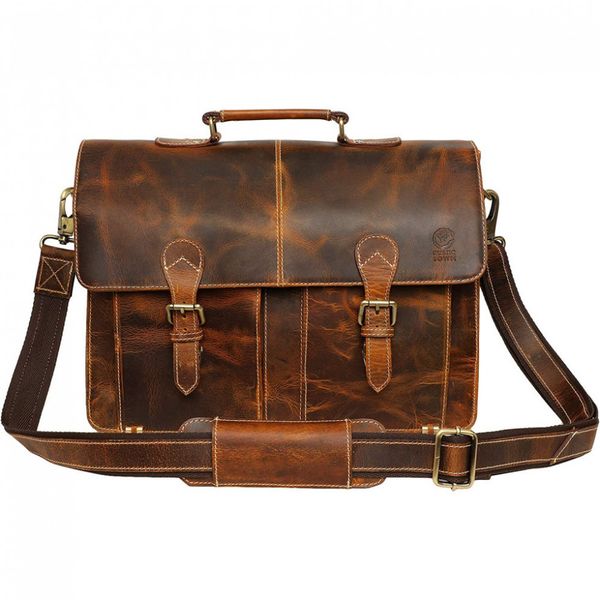 Rustic Town Bolsa, Maleta de Couro para Laptop Masculino