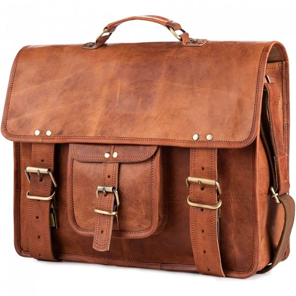 Berliner Bags Bolsa, Pasta de Couro para Laptop Vintage Marrom