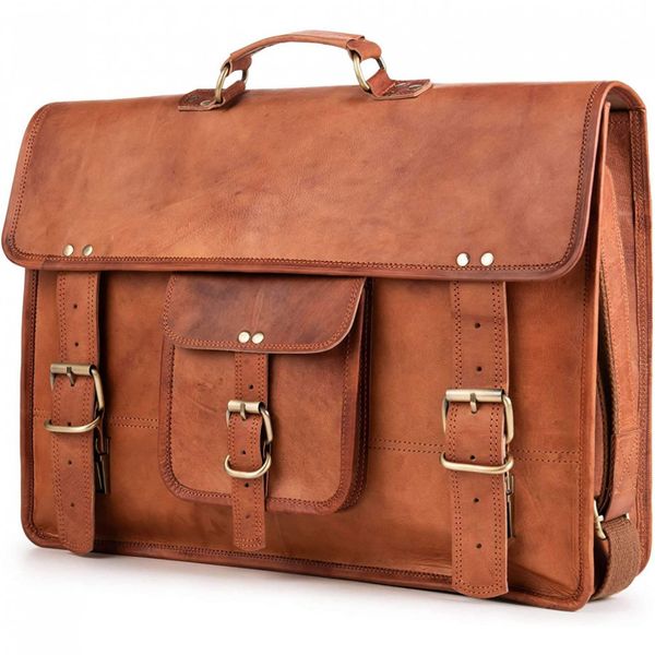 Berliner Bolsa, Pasta de Couro Mensageiro para Laptop Vintage