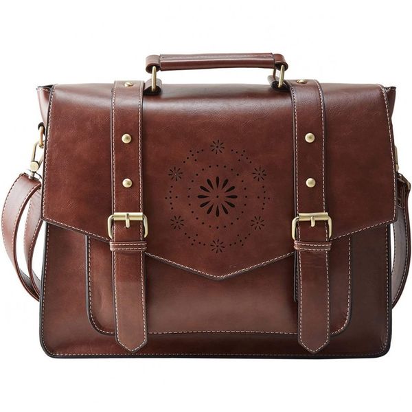 Bolsa, Pasta de Couro Vegano para Laptop Feminina, ECOSUSI ou012938003 FUS, Marrom