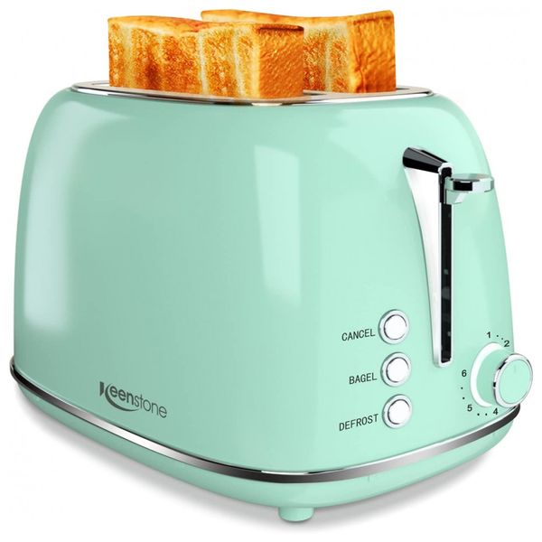 Keenstone Retro Torradeira de 2 Fatias 6 Configurações 825W 110V, Preto