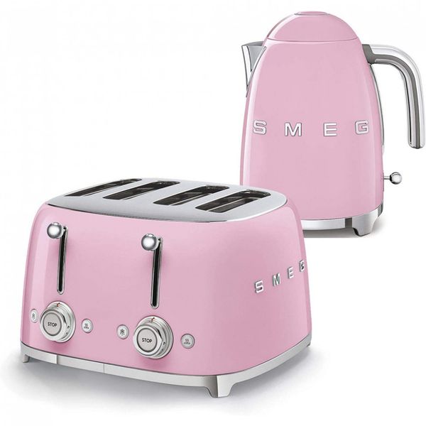 Smeg 50s Retro Torradeira de 4 Fatias Chaleira Elétrica 1.7L 110V, Azul