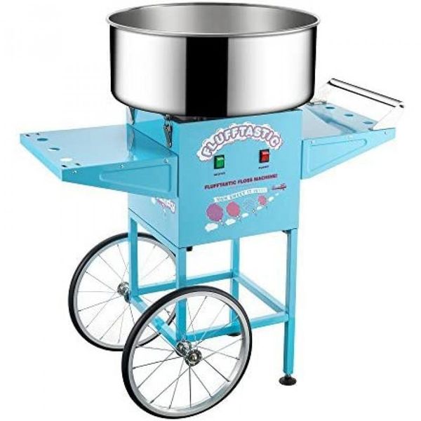 Máquina de Algodão Doce Profissional com Rodas 1000W, 110v, GREAT NORTHERN POPCORN COMPANY 6315 Flufftastic CC Maker Full, Azul