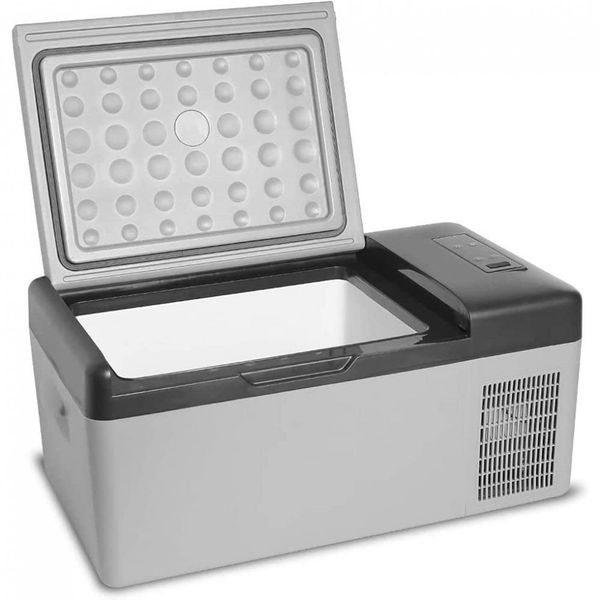 Mini Geladeira Alça e Rodas 12V AC 110V DC Display LCD e Ajuste de Temperatura 15 Litros