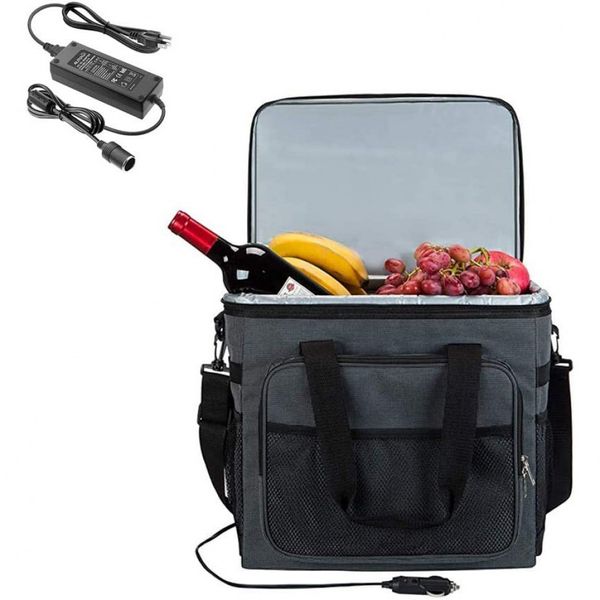 Bolsa Térmica Elétrica Dobrável e Portátil 25L, 12V Quente, Frio, YAPASPT , Preto