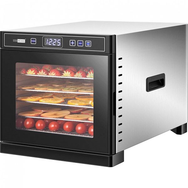 VIVOHOME Máquina Desidratadora de Alimentos, c, 6 bandejas, 600W, 110V, aço inoxidável