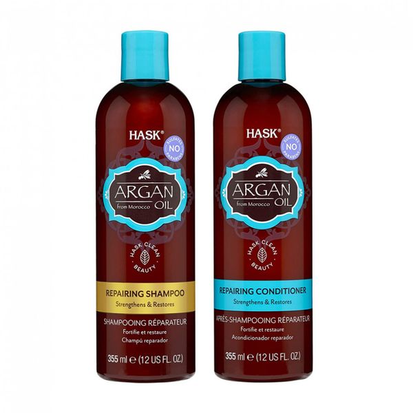 Shampoo e Condicionador HASK Camomila Azul e Óleo de Argan Para Loiras 355ml