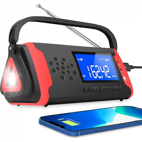 RunningSnail Rádio NOAA, AM, FM Portátil, Recarregável via Painel Solar, USB