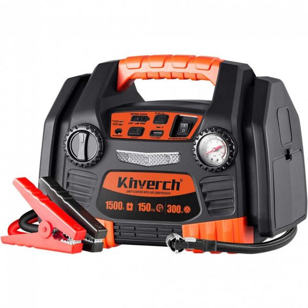 Kinverch Carregador de Bateria Automotiva Portátil, 1500 7, 300W e compressor de ar 150 PSI