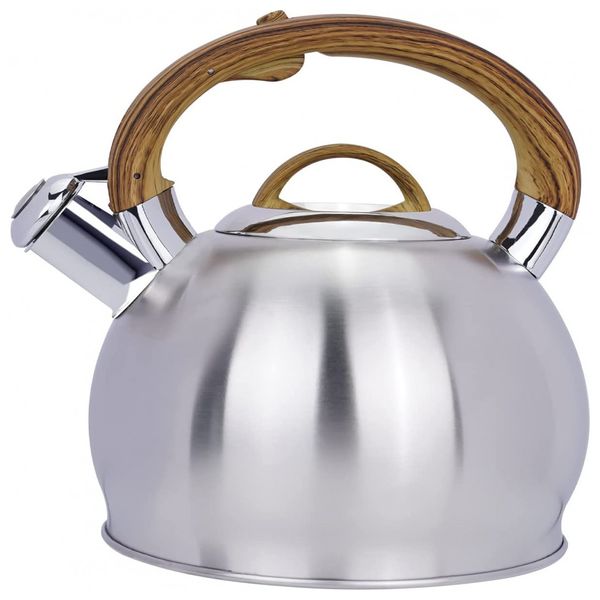 Chaleira de Chá 2.2L, com Apito, Aço Inoxidável, MASIO, Prateado