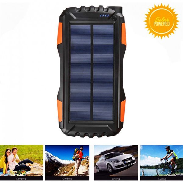 Powerbank Solar Carregador 25000mAh Portátil LED Resistente Água Pó Nautica Camping