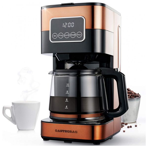 Cafeteira Programável com Jarra de Vidro 1.6L, Aço Inoxidável, 110v, GASTRORAG CM 1290C, Dourado