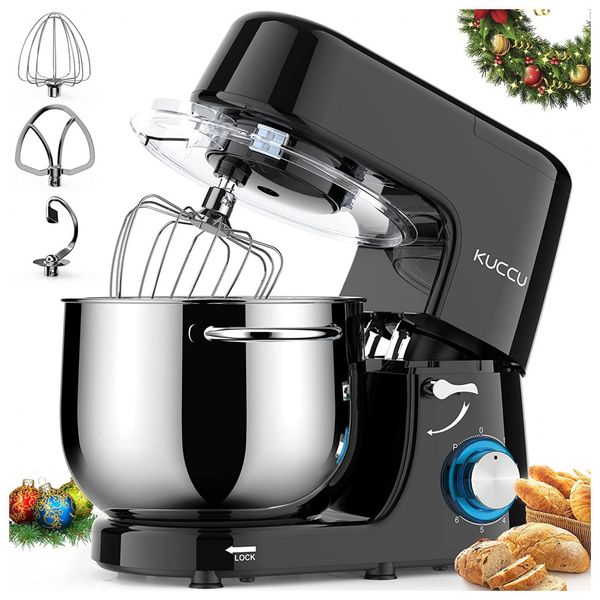 Batedeira elétrica para cozinha com gancho para massa, preta, KUCCU SM 1508 Black, Preto