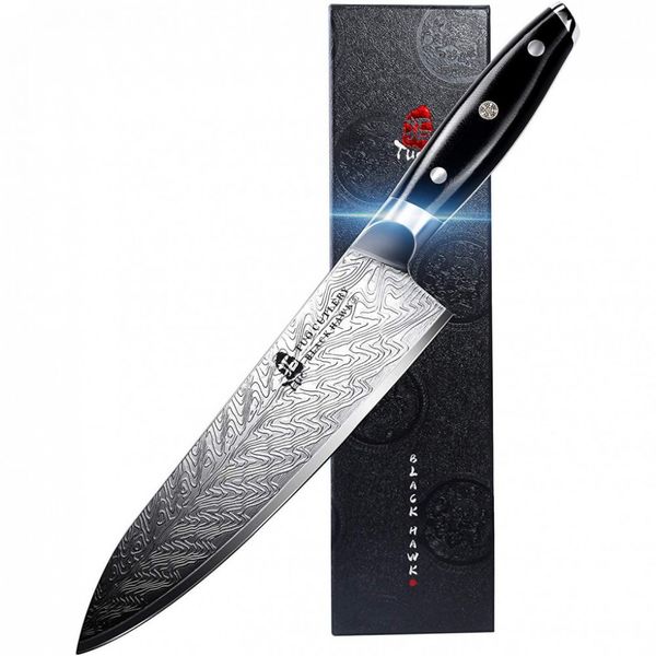 Faca Chef TUO Black Hawk S, Aço Inoxidável, Preto