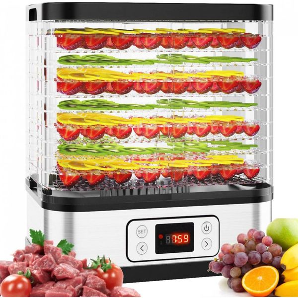 Meykey Desidratador de Alimentos, 5 Bandejas, Prata e Transparente 110V