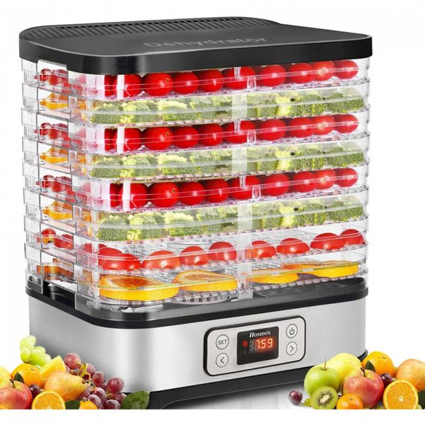 Homdox Desidratador de Alimentos, 5 Bandejas, Prata e Transparente 110V