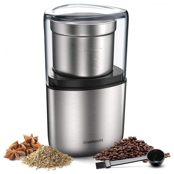 Moedor de Grãos de Café, Aço Inox, 70gr, 12 Xícaras, 110v, SHARDOR, Prateado