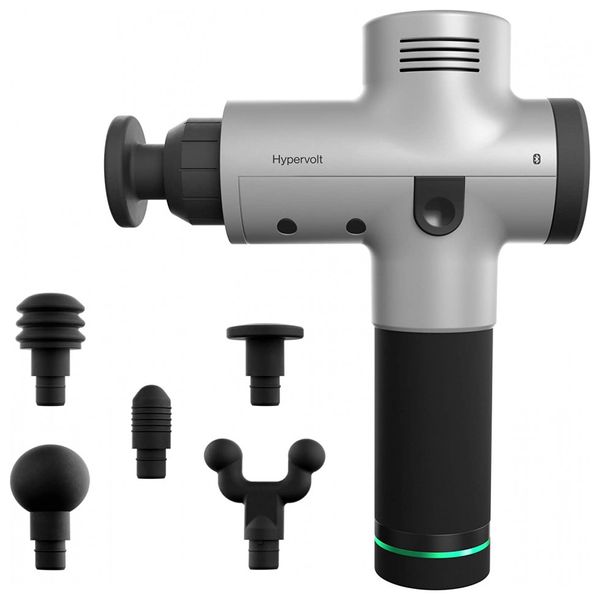 Massageador Pistola Elétrico Profissional Sem Fio 5 Acessórios 3 Velocidades 3200 RPM Bluetooth, HYPERICE HVBT, Prateado