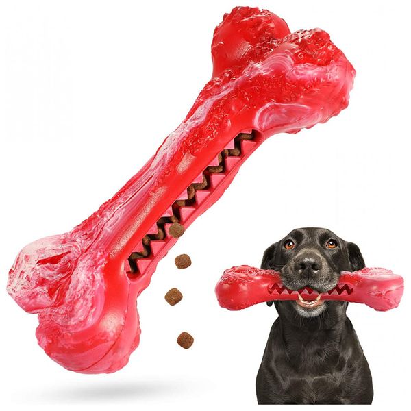 Brinquedo Mastigável com Porta Petiscos para Cães de Porte Grande, BOBOSOGO, Vermelho