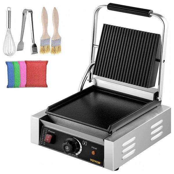 Sanduicheira Antiaderente 1800W com Controle de Temperatura, 110v, HAPPYBUY Sandwich Press Grill, Prateado