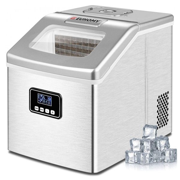 Máquina de Gelo, Produz 18kg, Dia 24 Cubis, 12 18 min, 110v, E EUHOMY IM F, Prateado