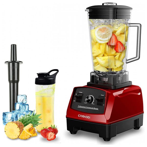 Liquidificador de Bancada 2L, 1500W, á Prova de Som, CRANDDI KND YL 010 R New, Vermelho