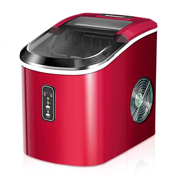 Máquina de Gelo Automática Portátil até 12kg, 24H, 110v, E EUHOMY, Vermelho