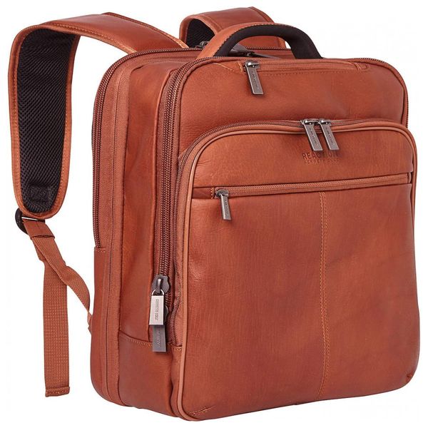 Mochila Antifurto RFID de Couro Colombiano para Laptop, KENNETH COLE REACTION 580674E, Marrom