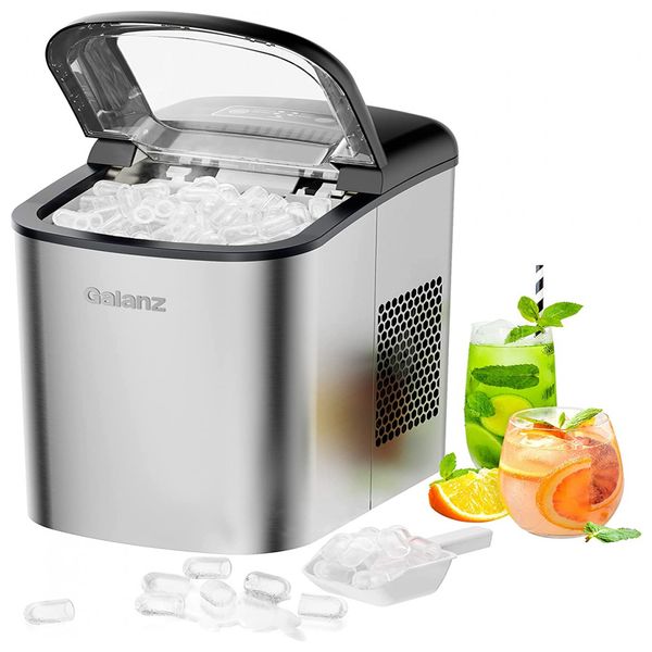 Máquina de Gelo Automática Portátil até 11 kg de Gelo em 24h, 110v, GALANZ GLCI26S2A3A, Prateado