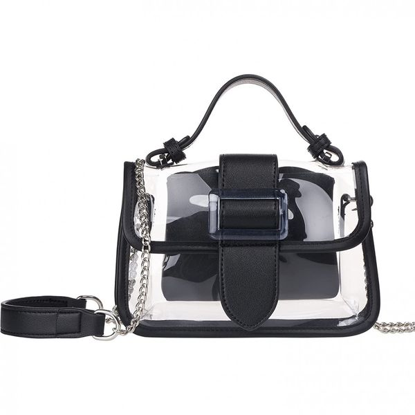 KooJ Bolsa Feminina de Ombro 2 em 1 Transparente, KOOIJNKO, Preto