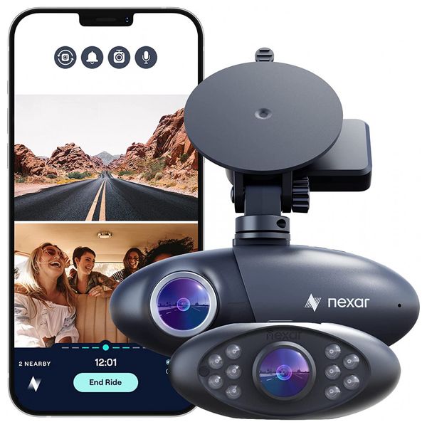 Câmera Veicular Pro Full HD 1080p, com GPS, Visão Noturna, Cartão SD de 32 GB, Wi Fi, NEXAR, Preto