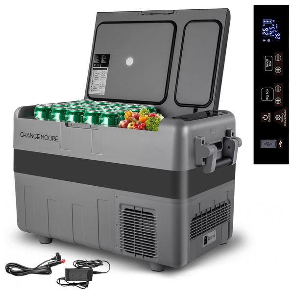 Geladeira, Cooler Portátil Automotivo 40L, com Controle de Temperatura, 60W, 12V, CHANGE MOORE, Cinza