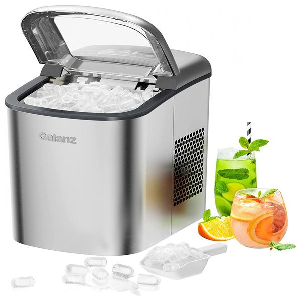 Máquina de Gelo Automática Portátil até 11 kg de Gelo em 24h, 110v, GALANZ GLCI26SRA3A, Prateado