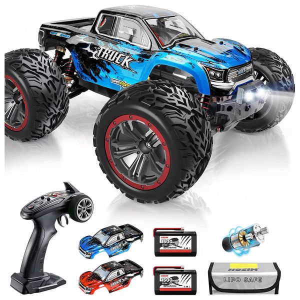 Carrinho de Controle Remoto para Adultos Off Road 112 Escala Até 46 km por hora, Recarregável, HOSIM, Azul