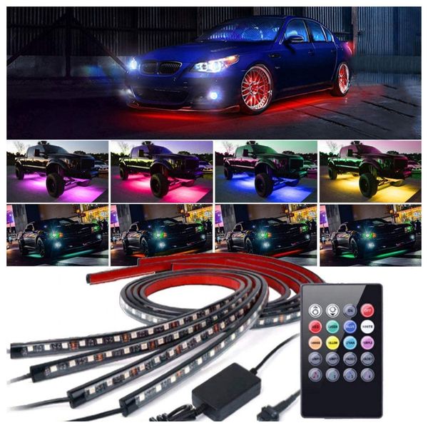 Luz LED Automotiva Decorativa Interna EJs Externa à Prova Dágua Controle Remoto 8 Cores, EJS SUPER CAR, Violeta