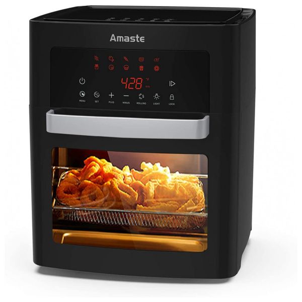 Fritadeira Elétrica Airfryer sem óleo, 10 em 1 com Painel Digital, 1500W, 110v, AMASTE AFB 01, Preto