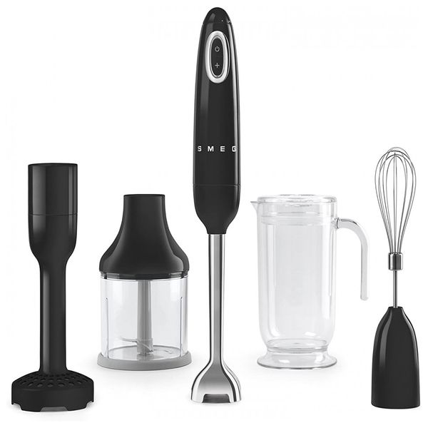 Mixer Retrô Anos 50 com Velocidade Variável e Acessórios 350W, SMEG HBF02BLUS, Preto